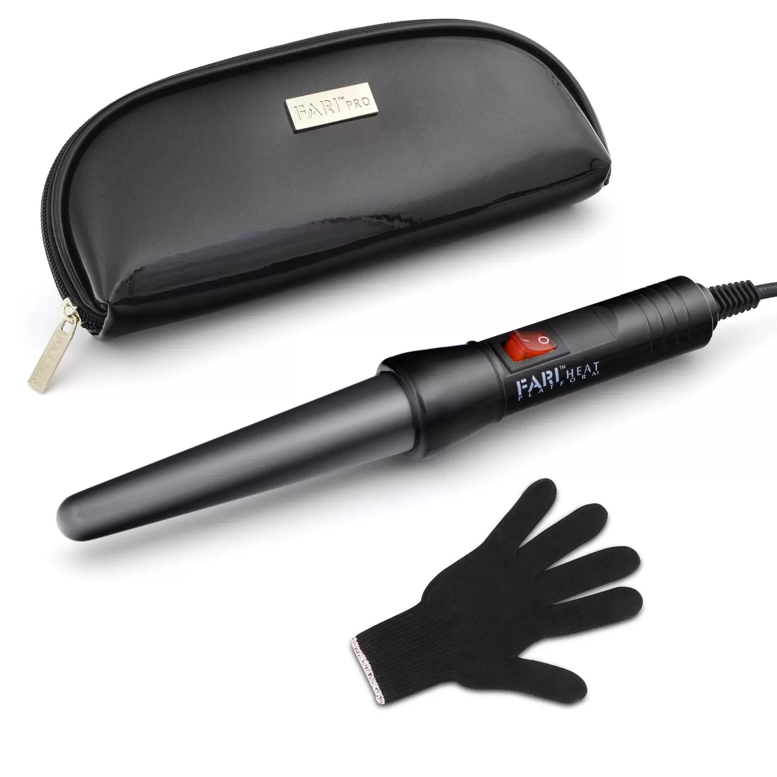 FARI Travel Mini Hair Curling Iron Wand with Ceramic Tourmaline Coating. Dual Voltage Fast Heating Barrel with Travel Pouch