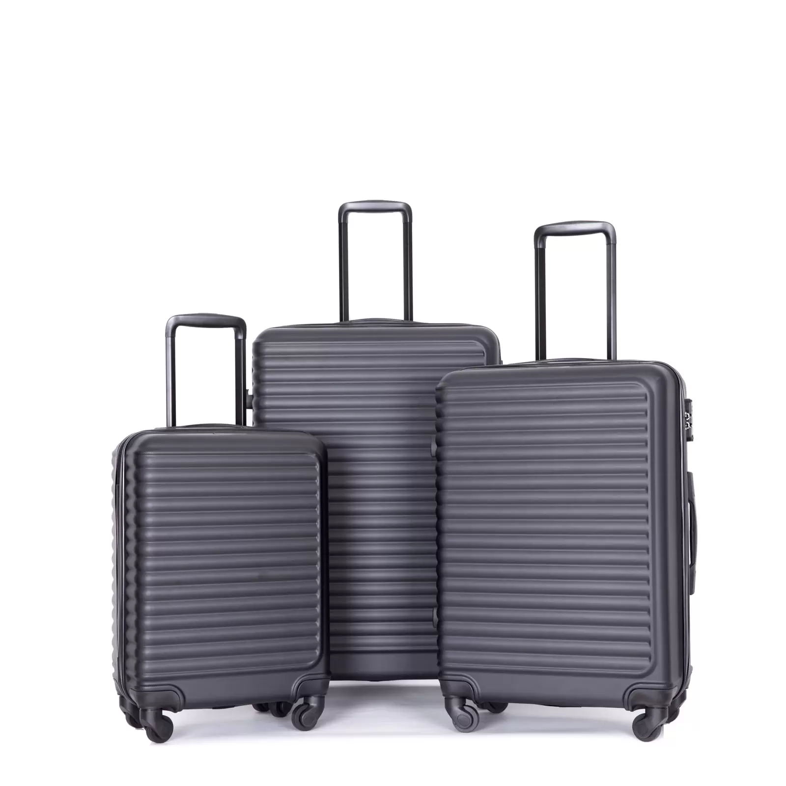 3 Piece Luggage Sets . ABS Lightweight Suitcase with Two Hooks. Spinner Wheels. TSA Lock. (20/24/28) Black