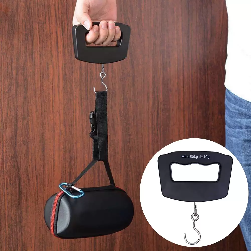 Anvazise 50kg Portable Hook/Strap Digital Electronic Luggage Travel Bag Scale Balance Black Hook One Size