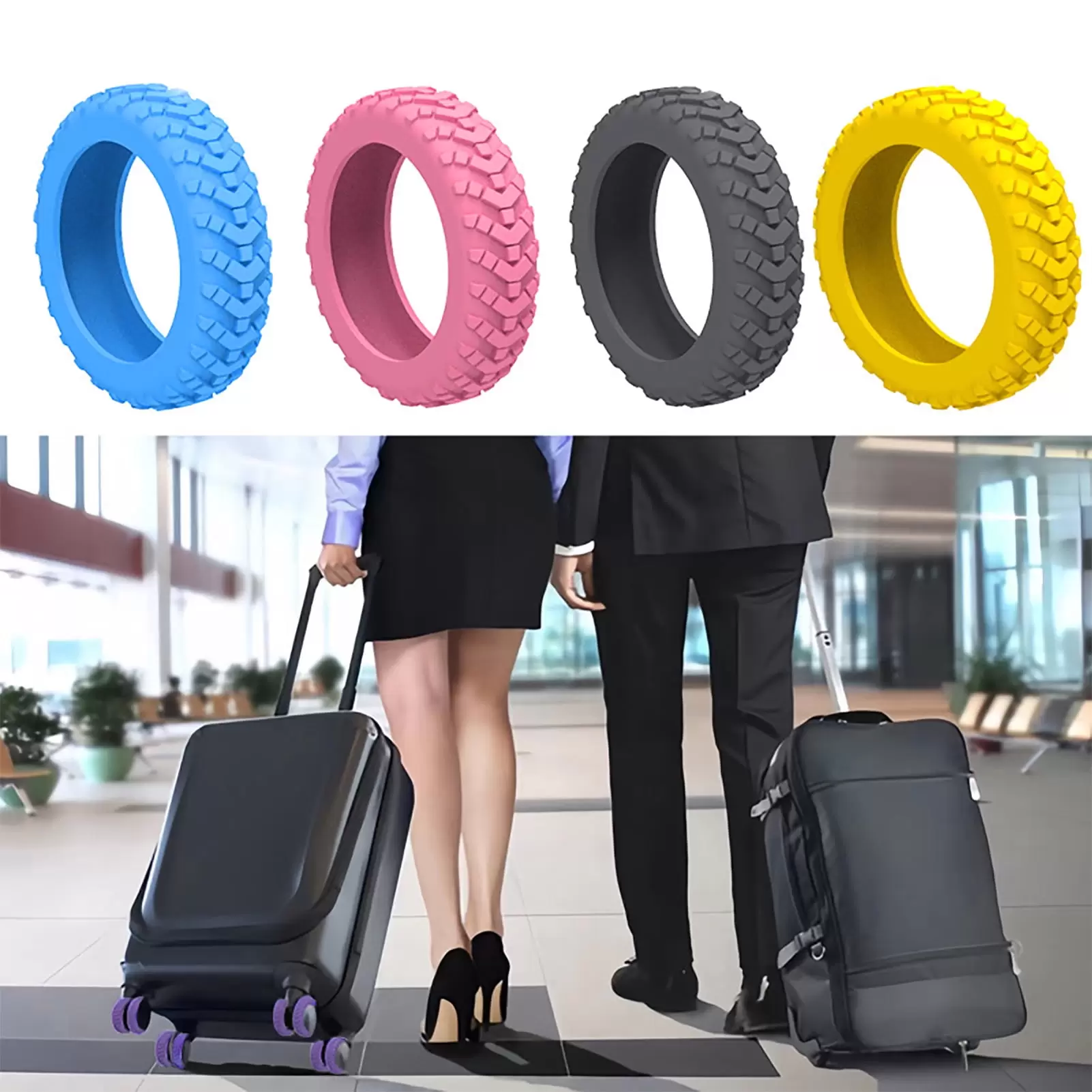 lsiaeian 8Pcs Caster Protective Covers Noise-Free Durable Creative Soft Texture Silicone Sleeves for Luggage Wheels